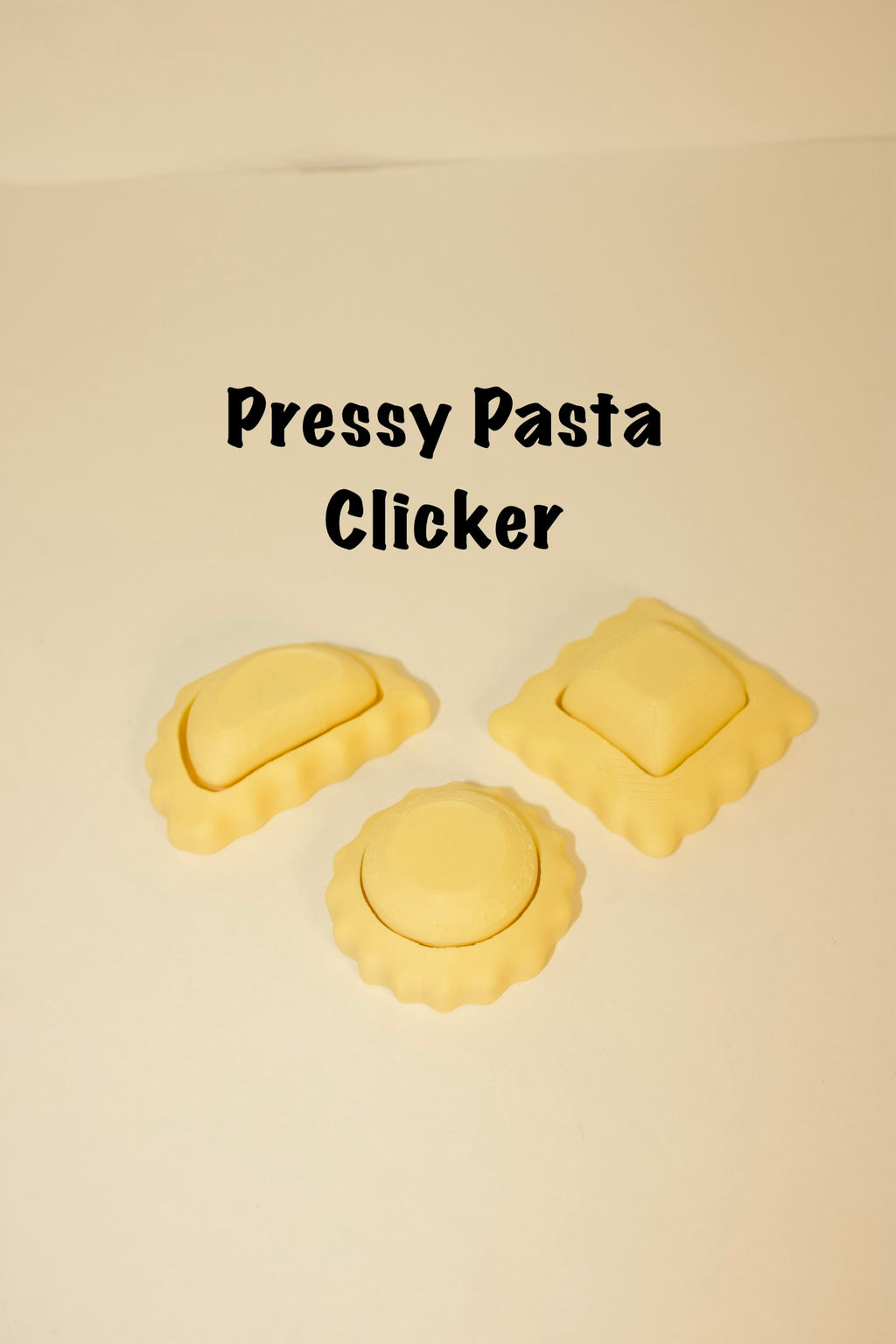 Pressy Pasta Clickers – 3D Printed Fidget Toy Set of 3 | Ravioli, Mezzelune & Girasoli | Cute Pasta Stress Relief Toy