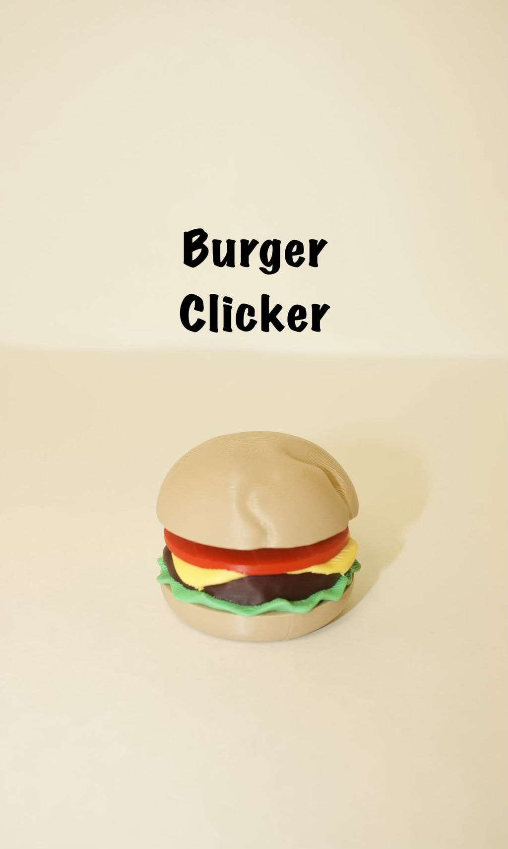 Burger Fidget Clicker – Cute 3D Printed Toy | Cheeseburger Stress Relief Desk Buddy