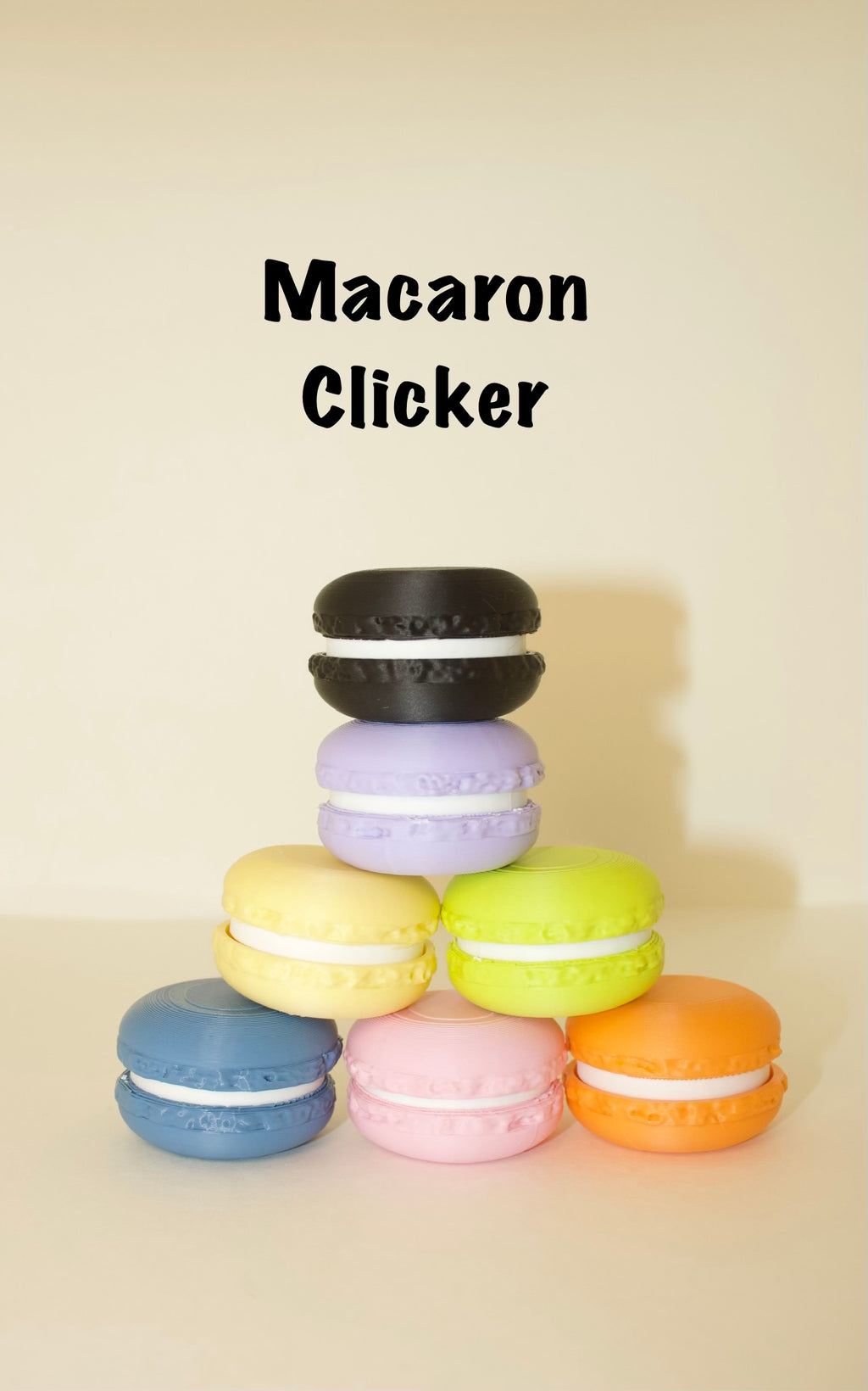 Macaron Fidget Clicker – Cute 3D Printed Toy | Colorful Stress Relief Macaron