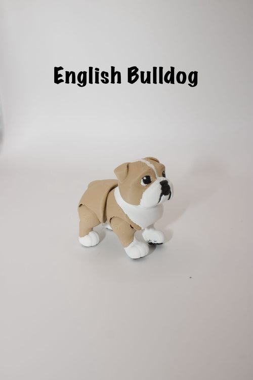 Articulated English Bulldog Figurine – 3D Printed Poseable Dog Toy – Flexi Bulldog Gift – Cute Collectible Bulldog Decor