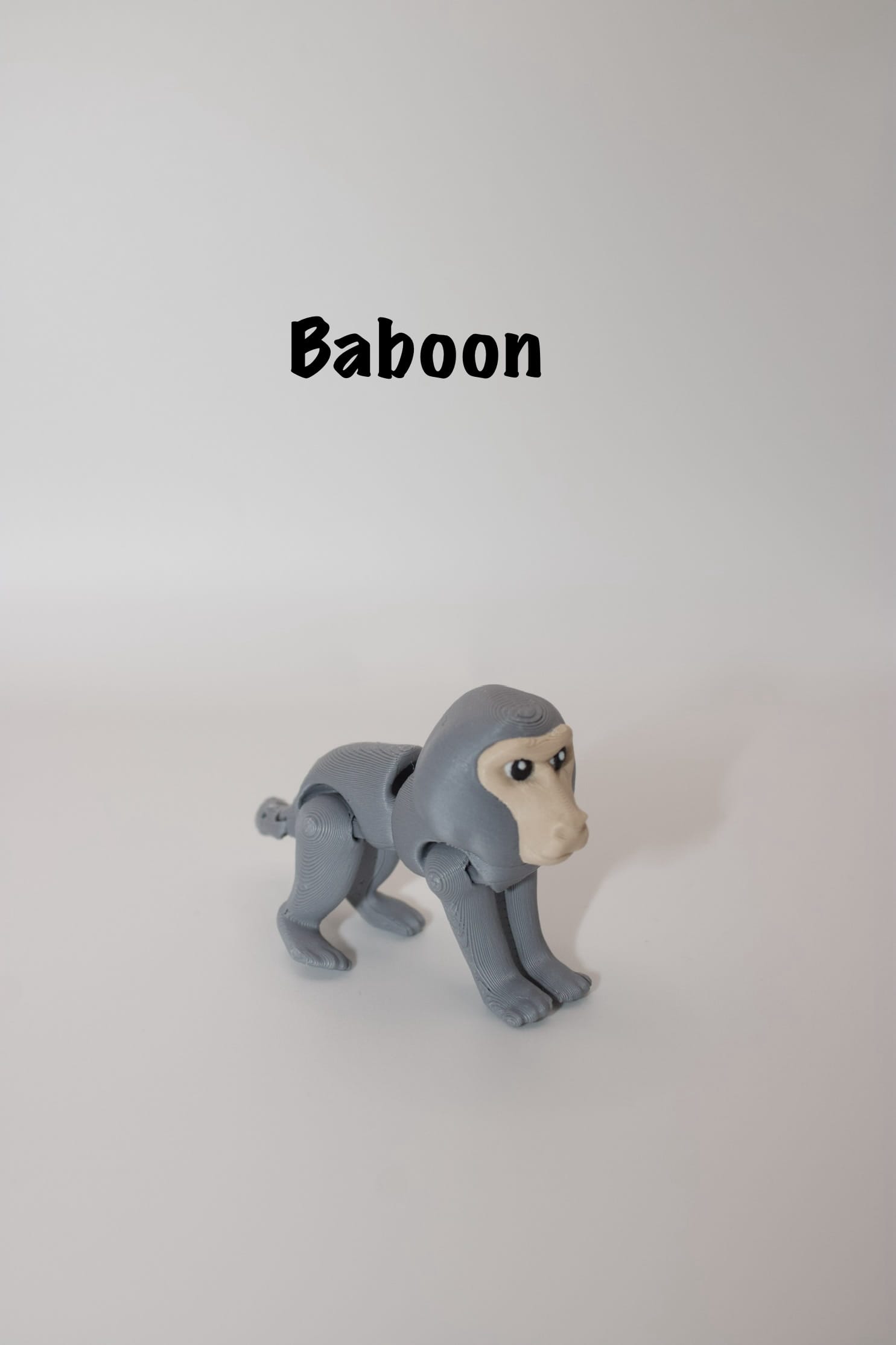 3D Printed Flexi Baboon Fidget Toy – Cute Articulated Monkey Figurine – Desk Toy, Stress Relief, Playful Gift for Kids & Adults