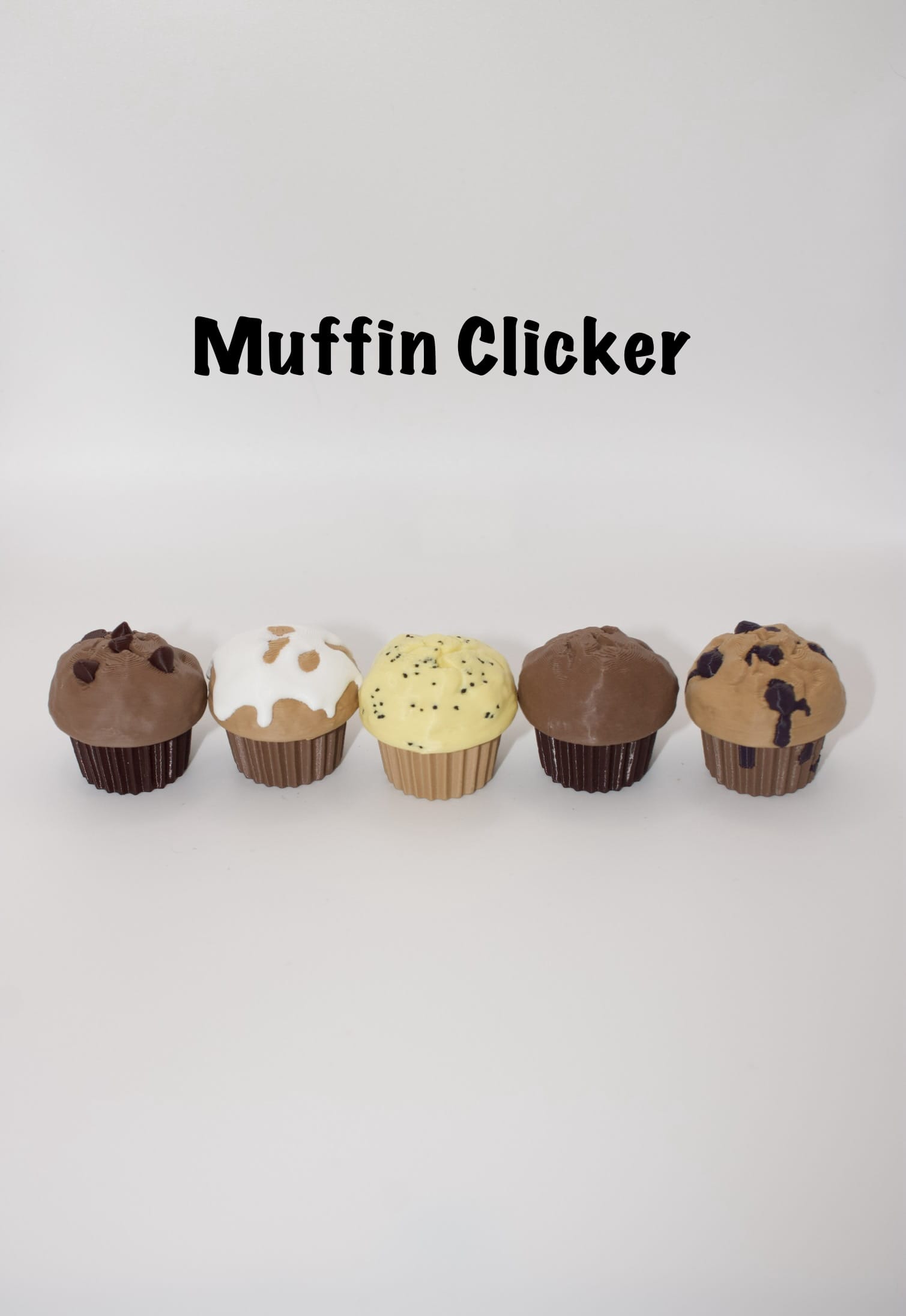 3D Printed Muffin Clicker Fidget Toy – Cute Stress Relief Muffin Popper