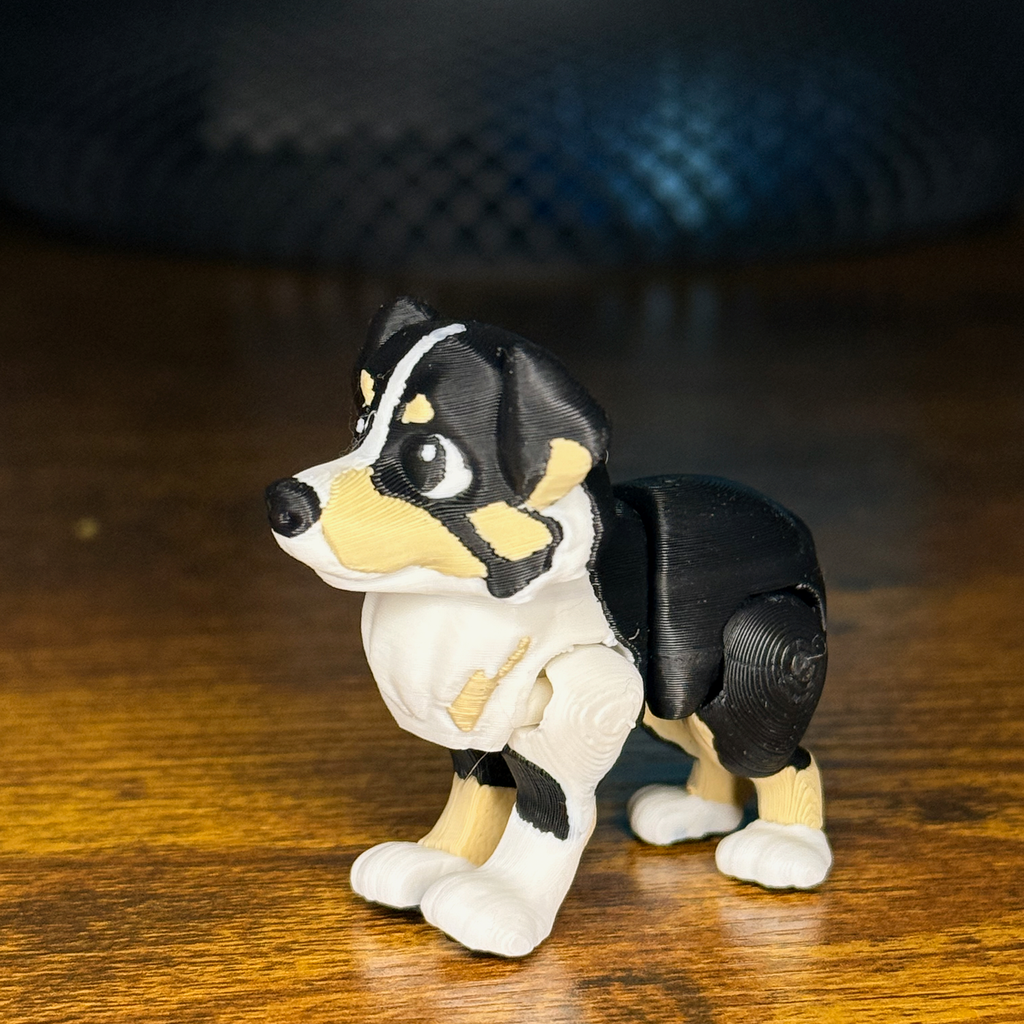 Australian Shepherd Articulated Dog Toy – 3D Printed Fidget Pet with Movable Joints