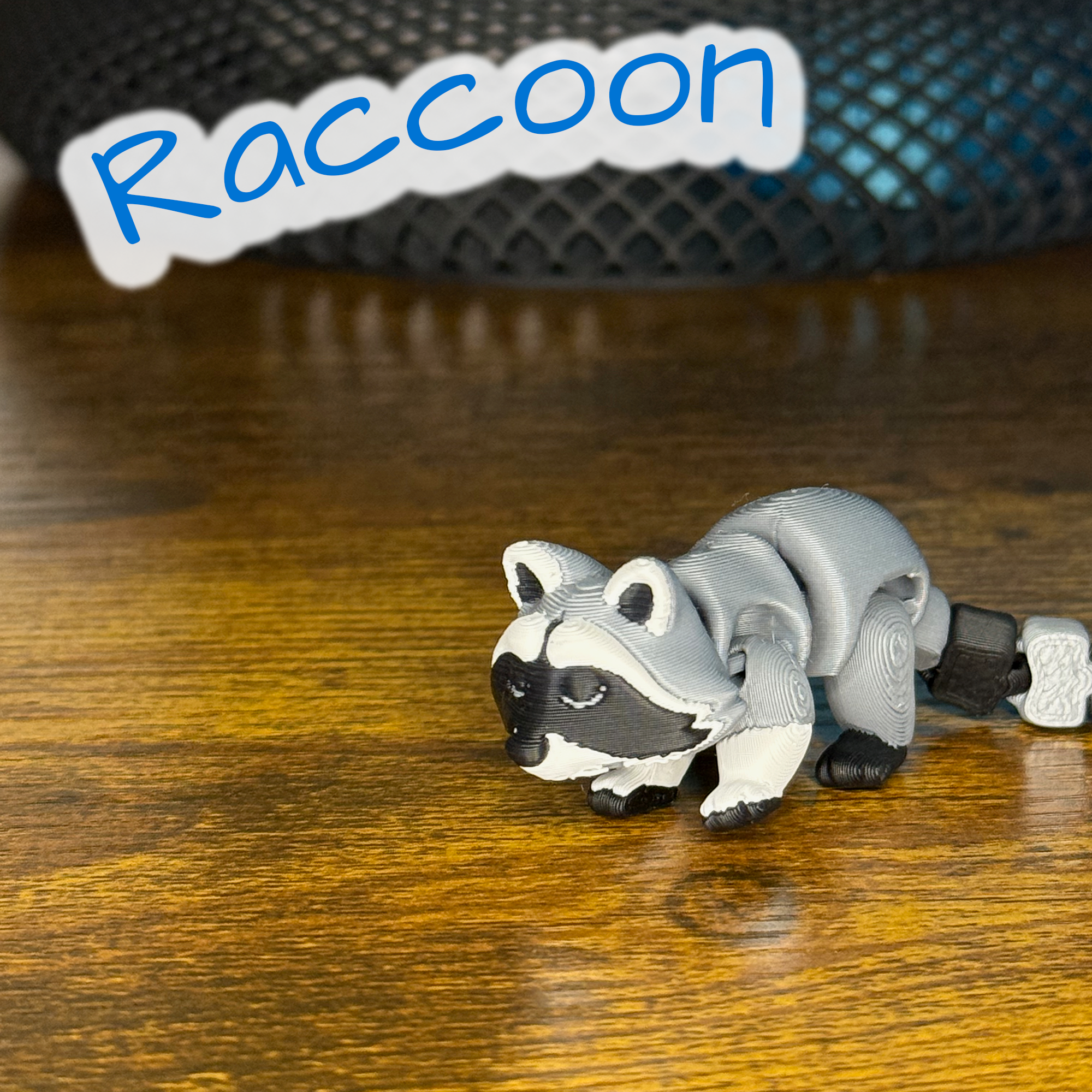 Flexi Articulated Raccoon – Cute 3D Printed Toy | Riggly Raccoon Fidget Animal Gift
