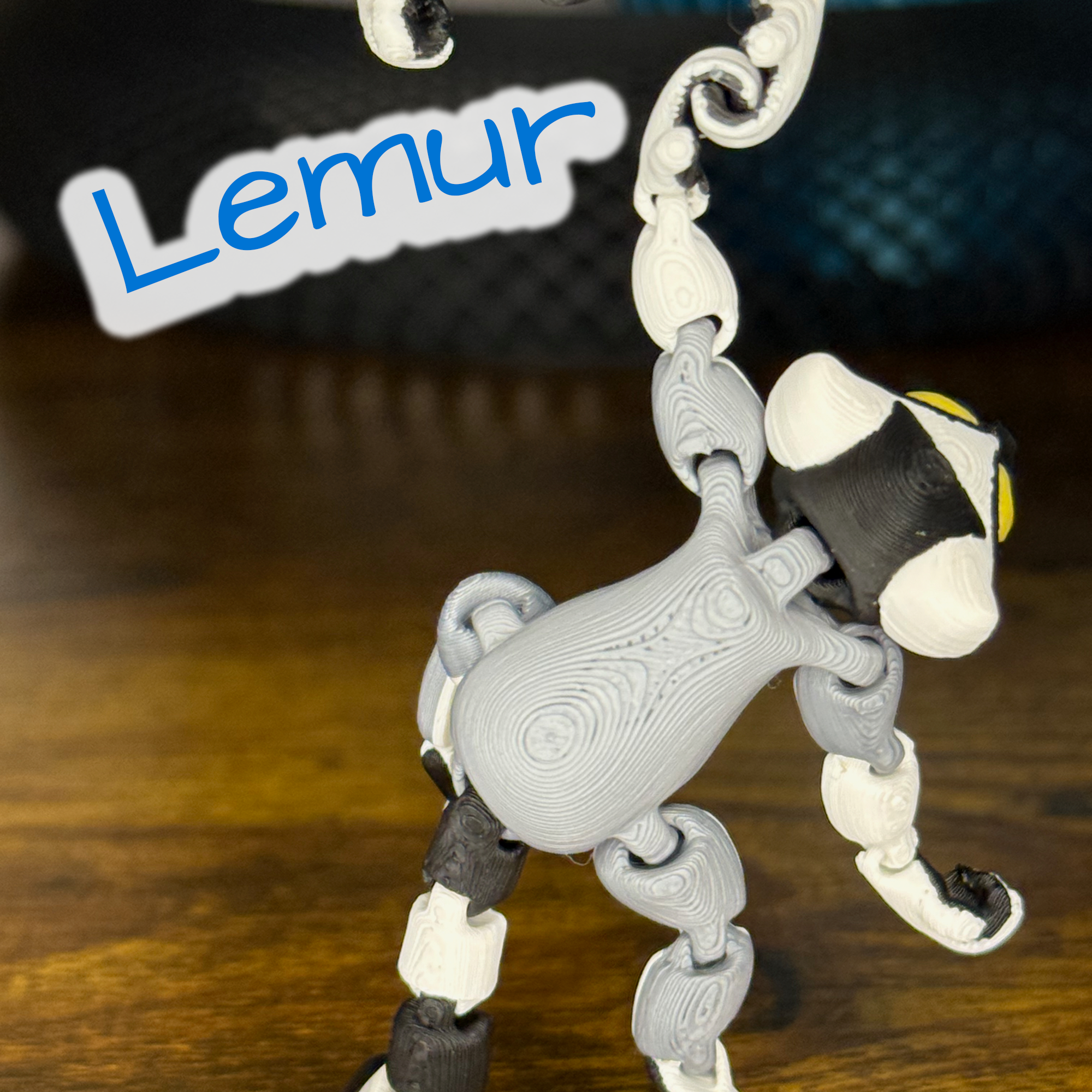 Flexi Articulated Lemur – Cute 3D Printed Toy | Hanging Lemur Fidget | Linking Lemur