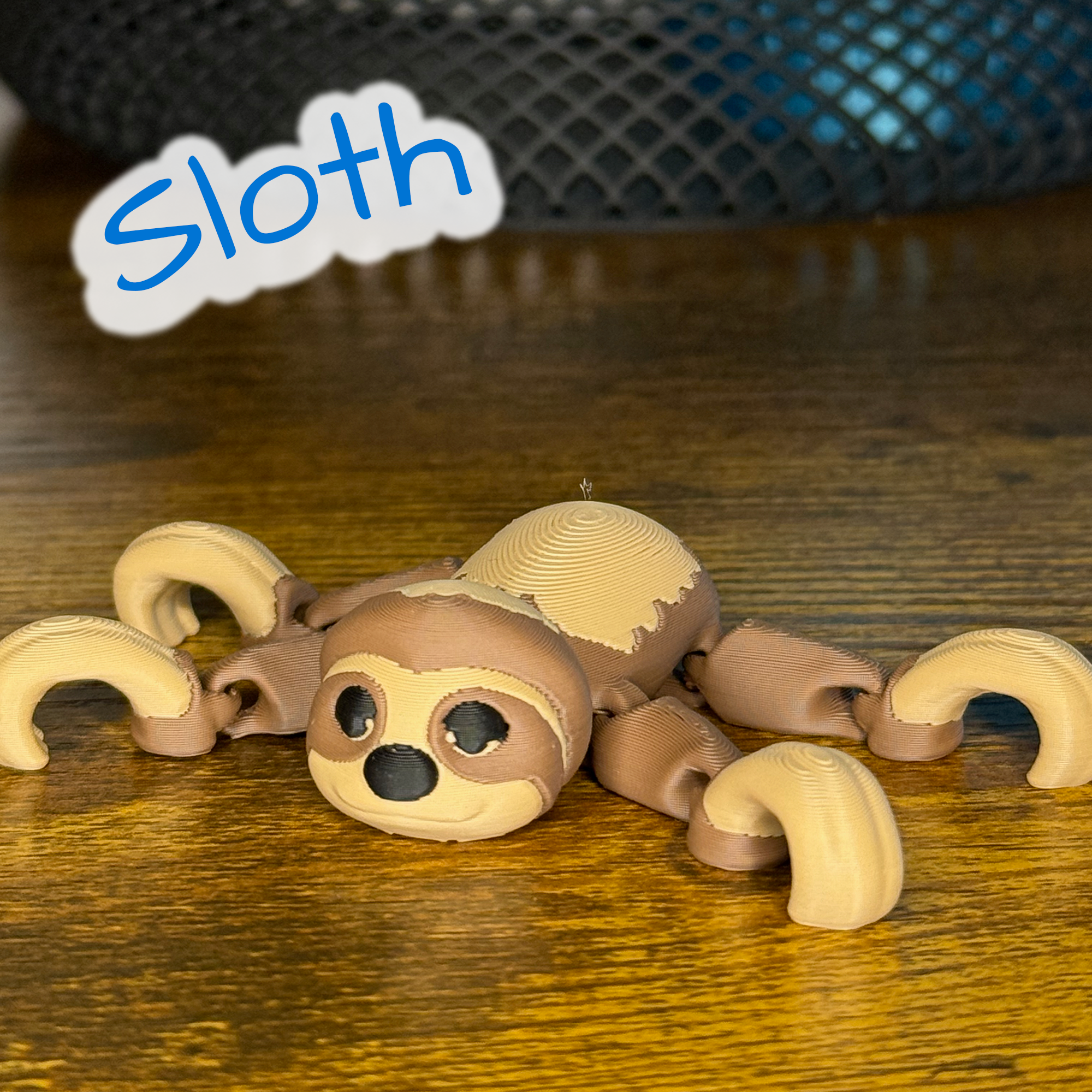 Flexi Articulated Sloth – Cute 3D Printed Toy | Fidget Animal for Hanging or Display