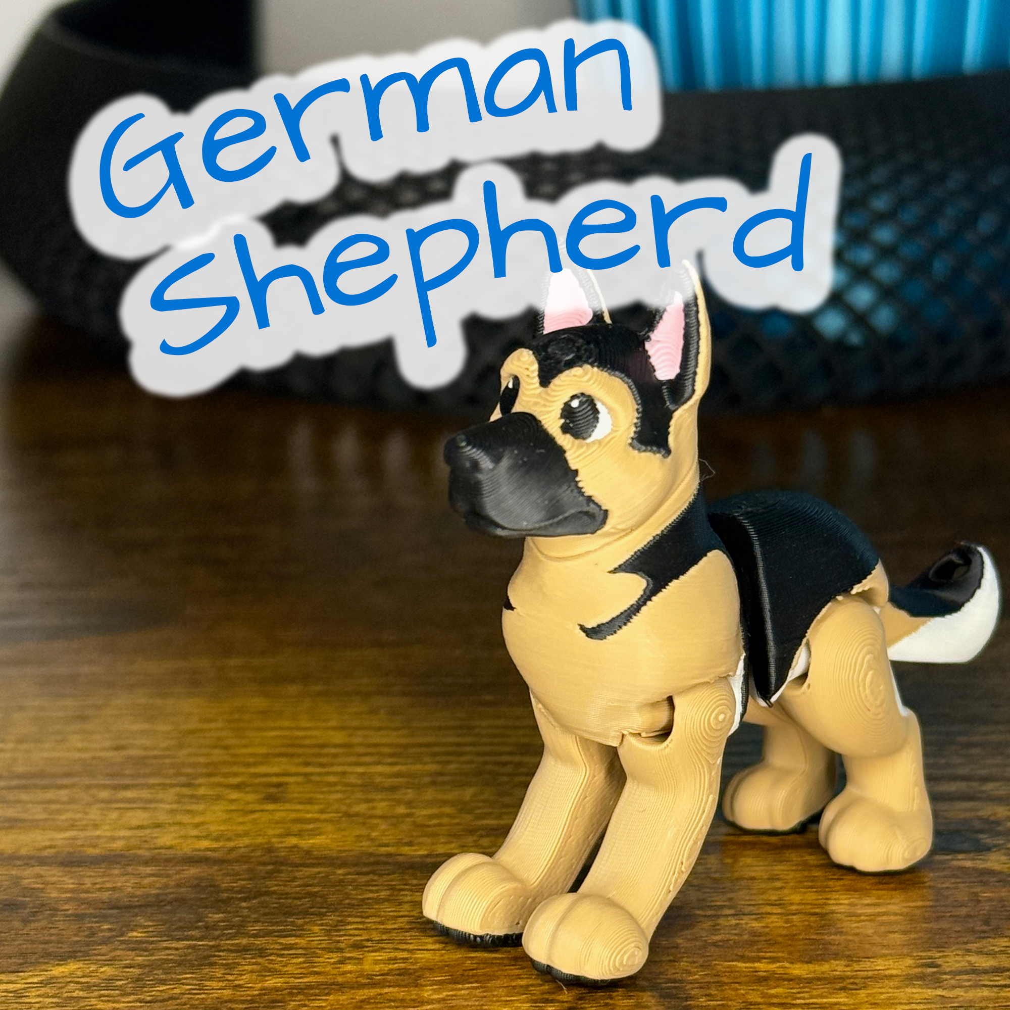 3D Printed Flexi German Shepherd Toy – Articulated Fidget Dog Figurine
