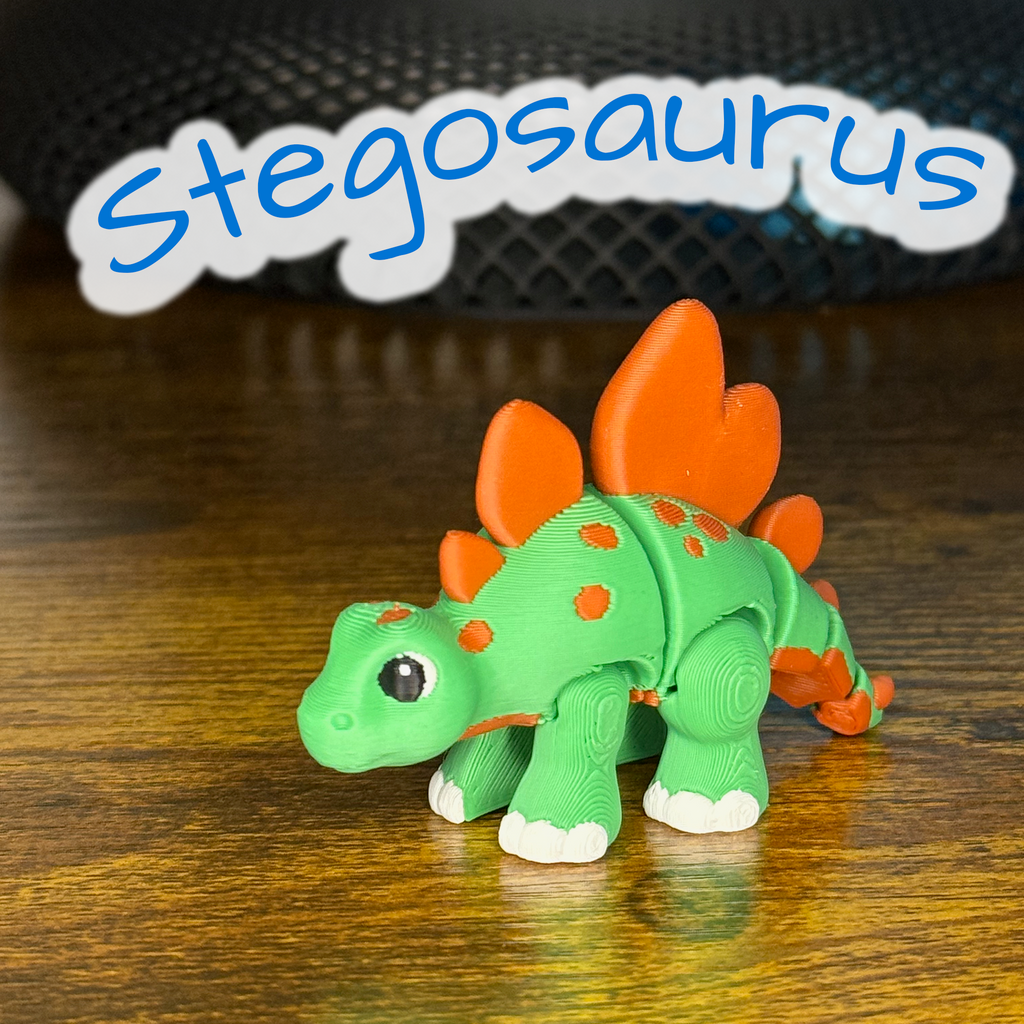 Stompy Stegosaurus – Articulated Dinosaur Fidget Toy | Cute 3D Printed Dino