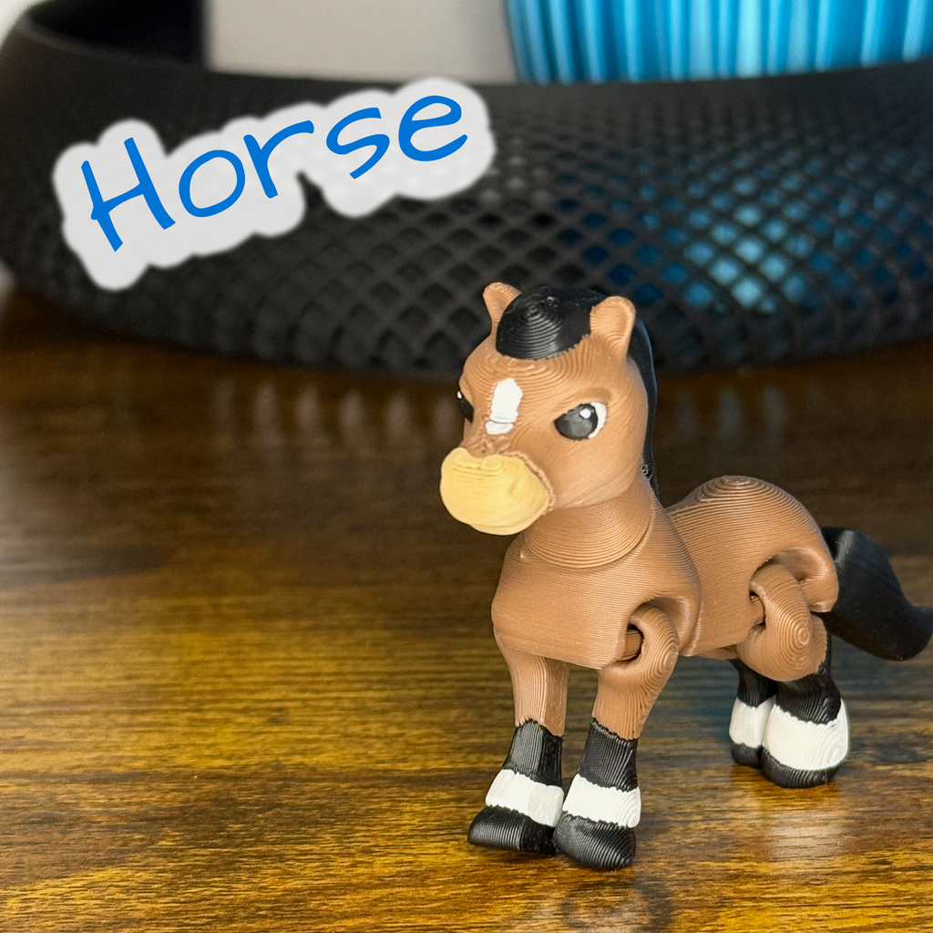 Flexi Articulated Pony – Cute 3D Printed Horse Toy | Happy Horse Fidget Animal Gift