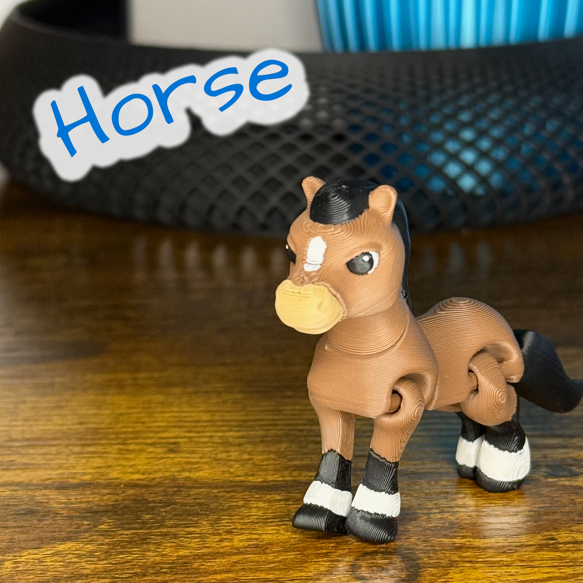 Flexi Articulated Pony – Cute 3D Printed Horse Toy | Happy Horse Fidget Animal Gift