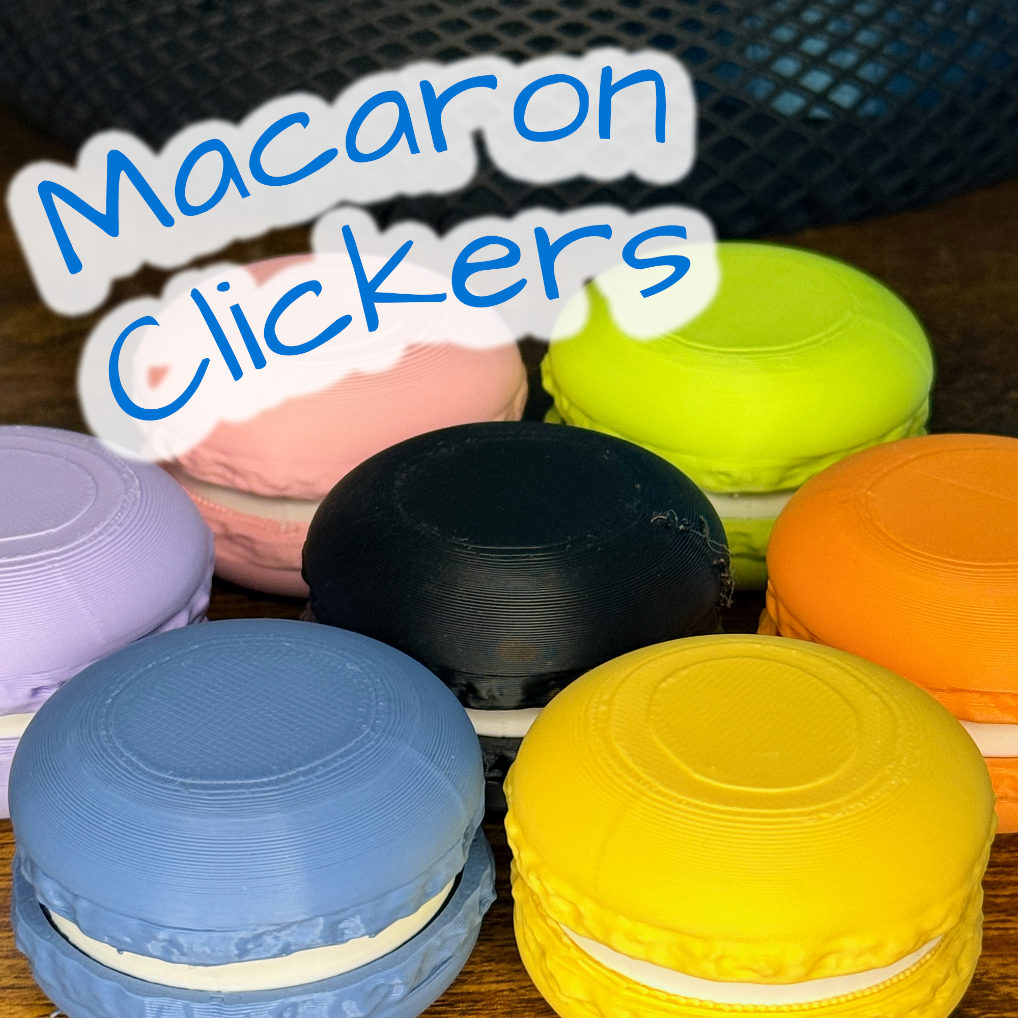 Macaron Fidget Clicker – Cute 3D Printed Toy | Colorful Stress Relief Macaron
