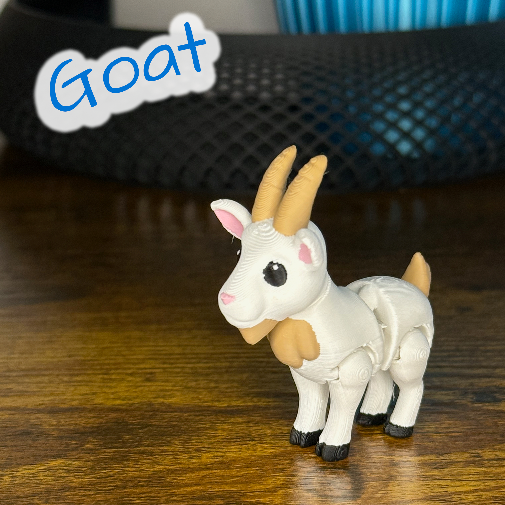 Giddy Goat – Articulated 3D Printed Flexi Fidget Toy | Cute Miniature Goat Figure with Moving Joints | Great Desk Toy or Gift!