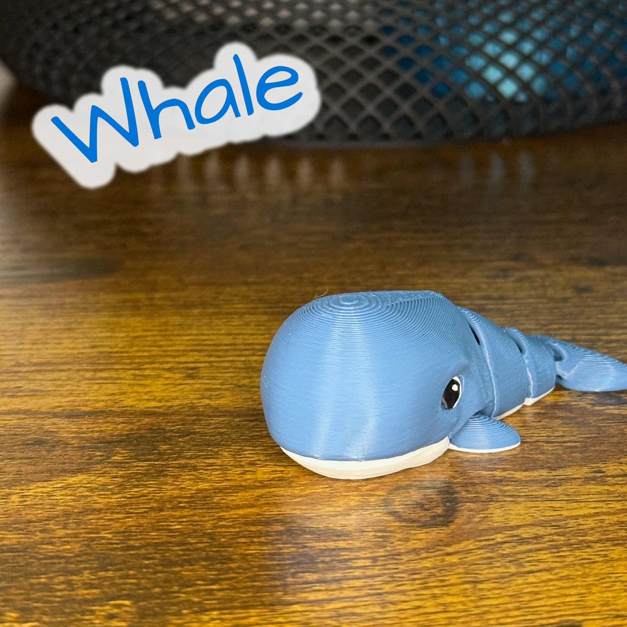 Wiggly Whale – Cute 3D Printed Fidget Toy | Articulated Blue Whale Desk Toy