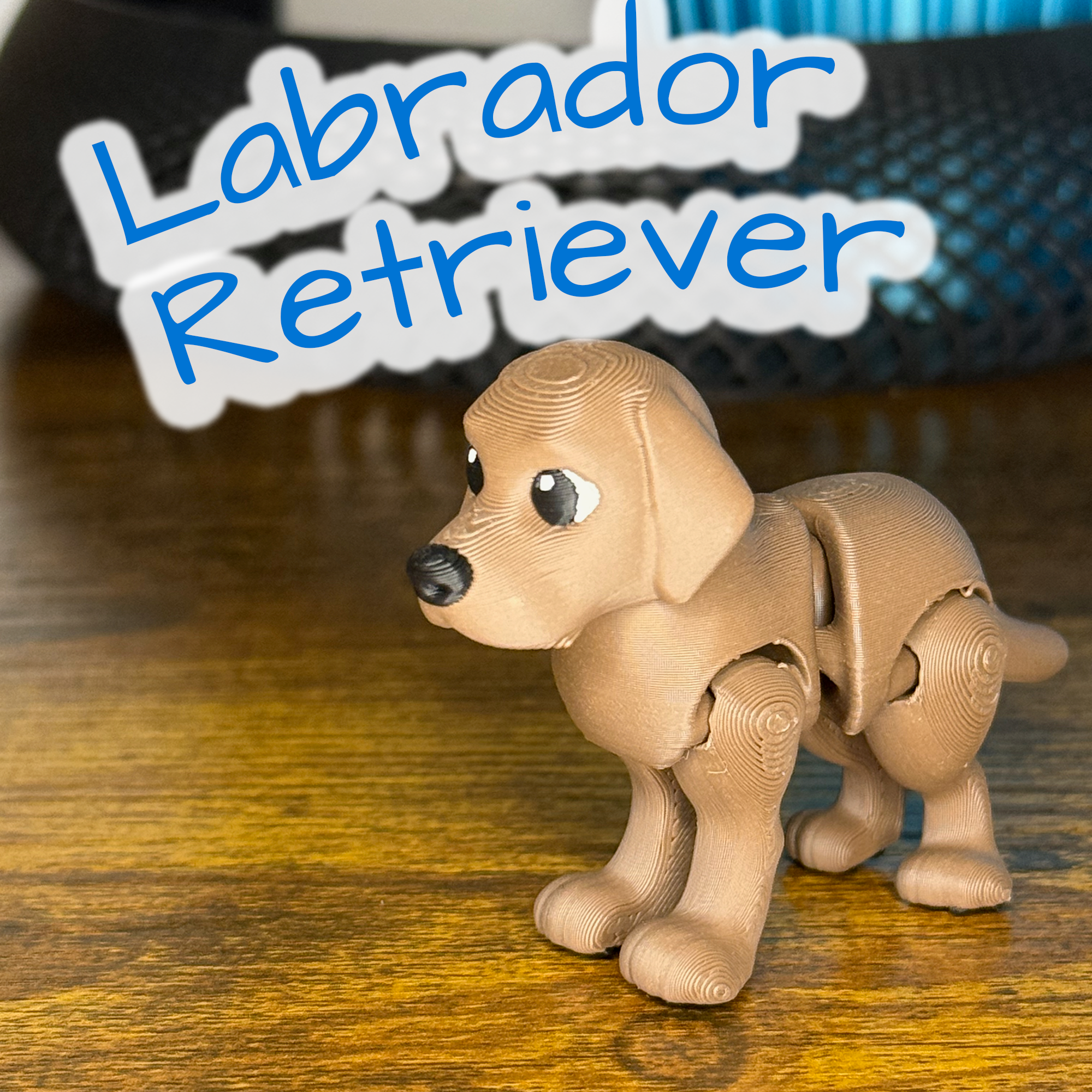 Flexi Articulated Labrador Retriever Toy — 3D‑Printed Fidget Dog, Cute Collectible, Small‑Parts Warning