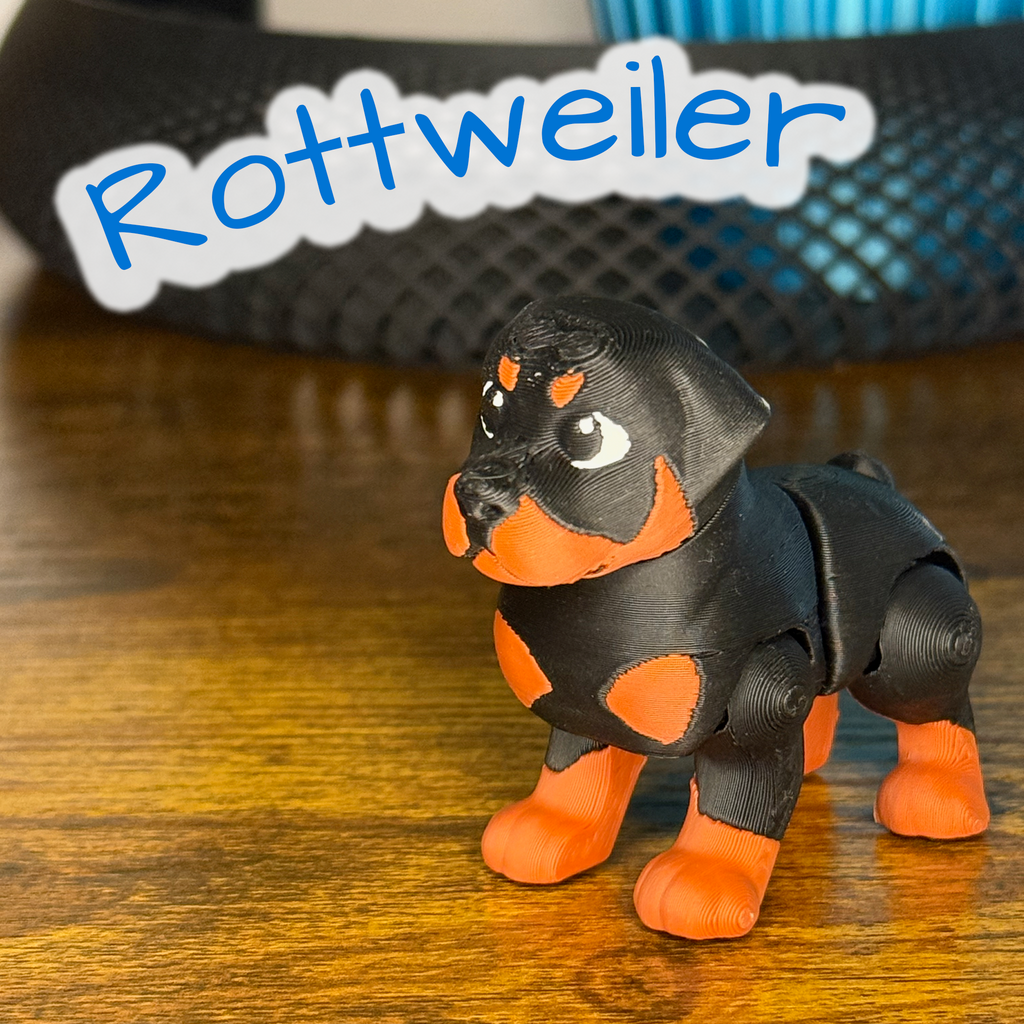 Articulated Rottweiler – 3D Printed Flexi Dog Toy with Poseable Joints