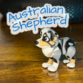 Australian Shepherd Articulated Dog Toy – 3D Printed Fidget Pet with Movable Joints