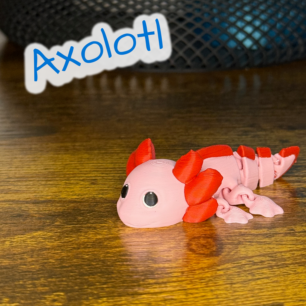 Flexi Articulated Axolotl – Cute 3D Printed Axolotl Toy | Poseable Fidget Creature