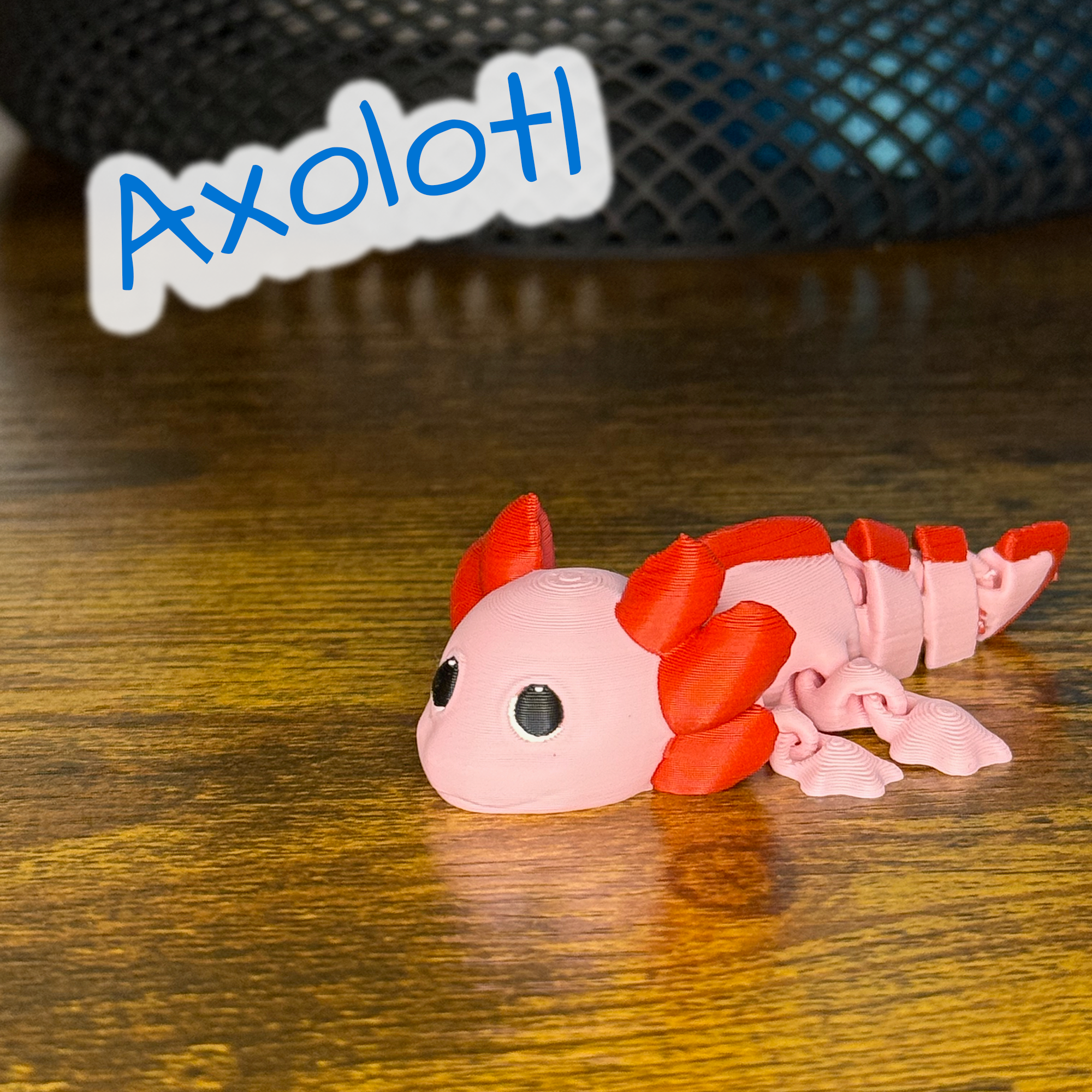 Flexi Articulated Axolotl – Cute 3D Printed Axolotl Toy | Poseable Fidget Creature