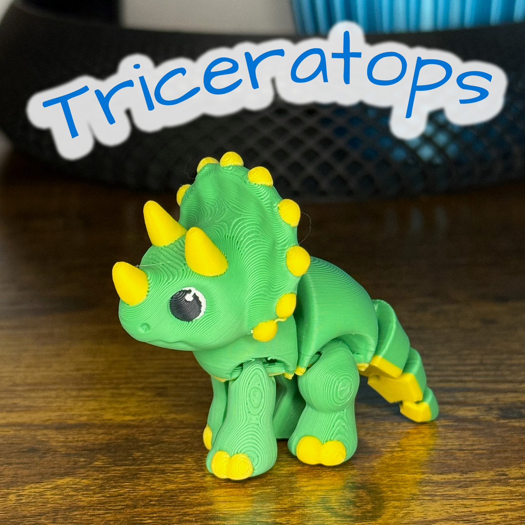 Flexi Articulated Triceratops – Cute 3D Printed Dino Toy | Tipsy Triceratops Gift