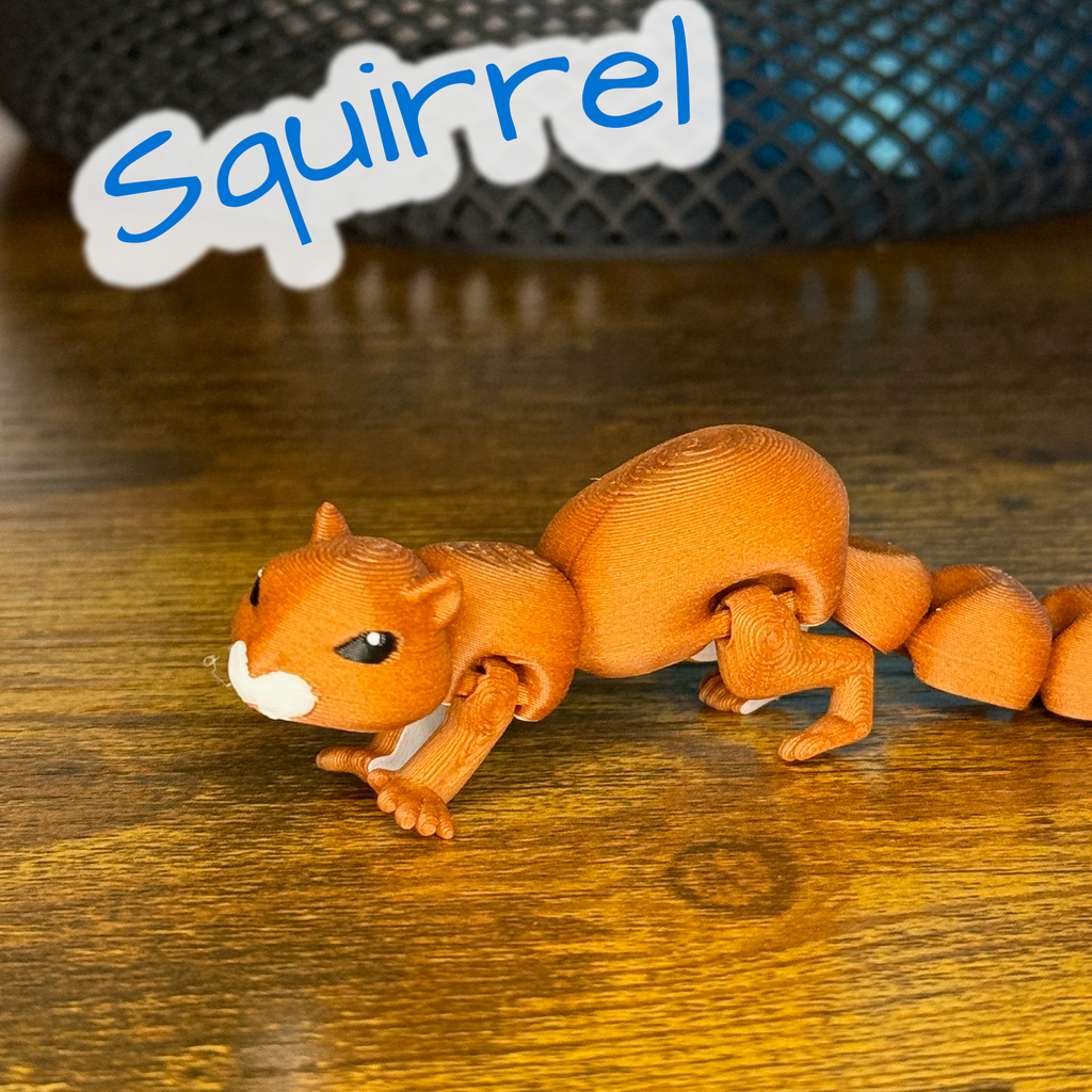 Articulated Squirrel Fidget Toy – Flexi 3D Printed Cute Woodland Animal