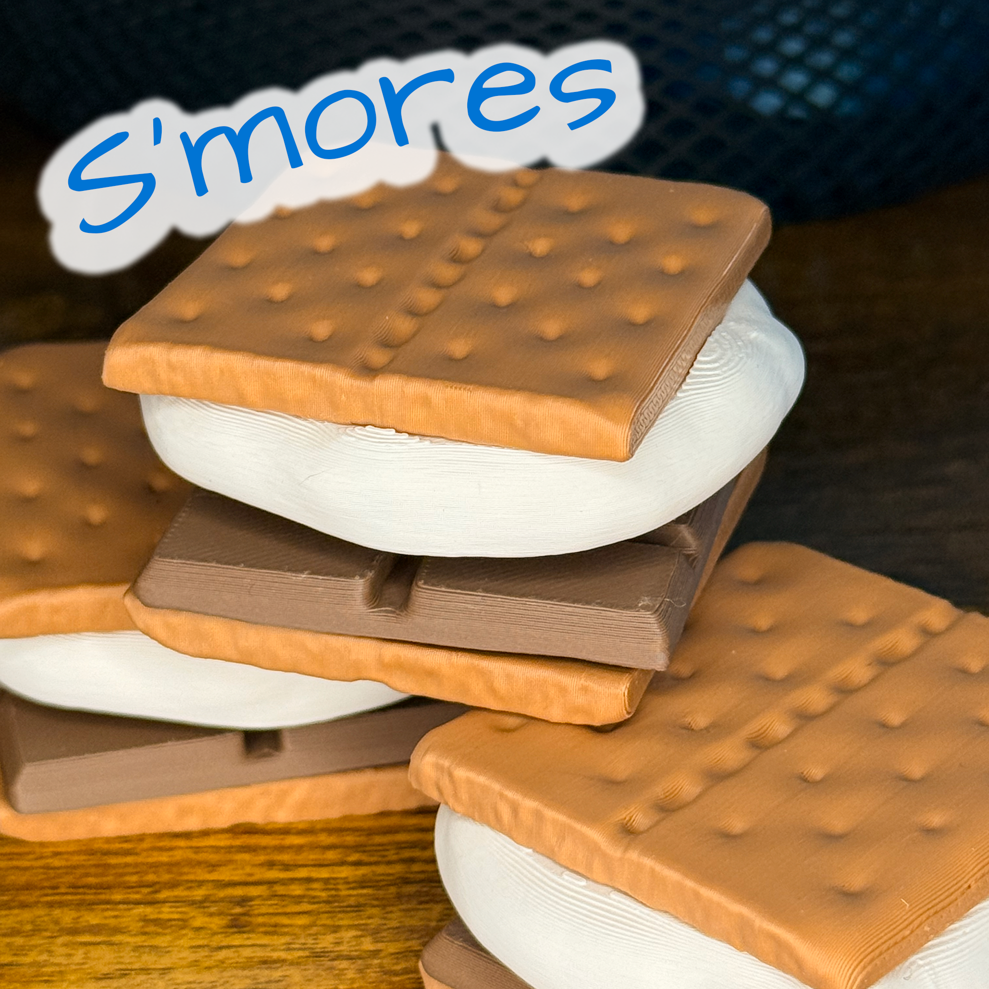 S’more Fidget Clicker – Cute 3D Printed Toy | Marshmallow Campfire Stress Relief