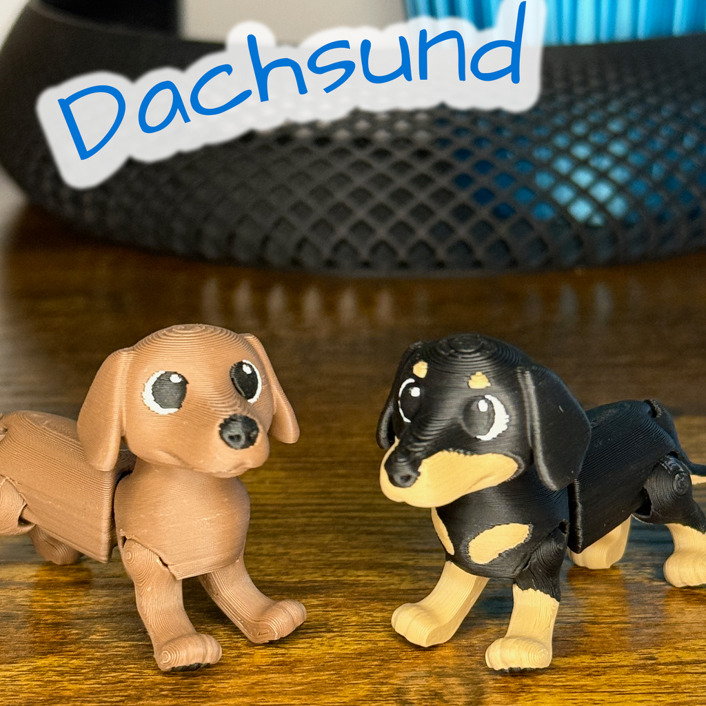 Flexi Articulated Dachshund – 3D Printed Toy Wiener Dog with Moving Joints & Toe Beans – Cute Fidget Gift for Dog Lovers