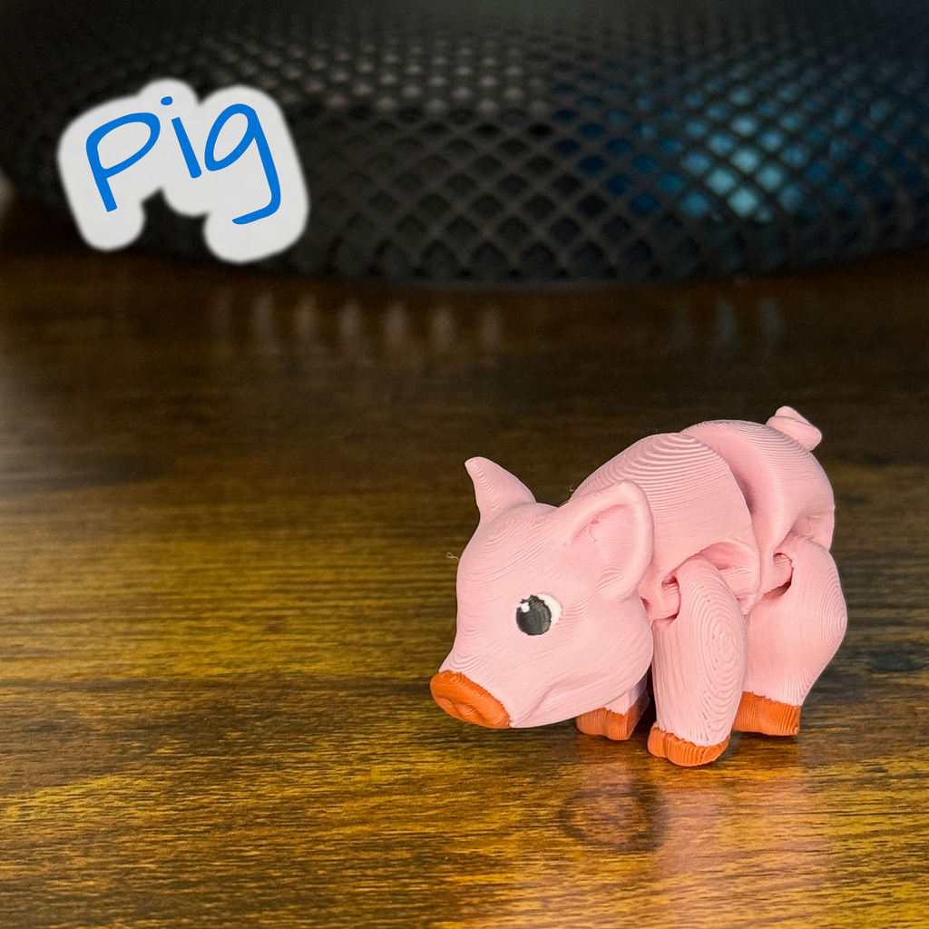 Flexi Articulated Pig – Cute 3D Printed Piggy Toy | Peppy Pig Fidget Animal Gift