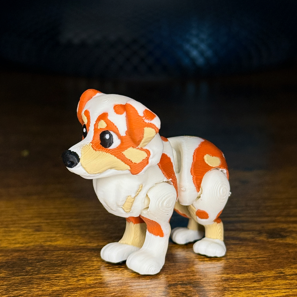 Australian Shepherd Articulated Dog Toy – 3D Printed Fidget Pet with Movable Joints